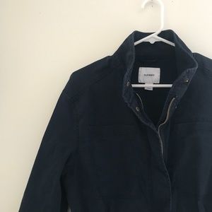 Navy Utility Jacket with Cinched Waist